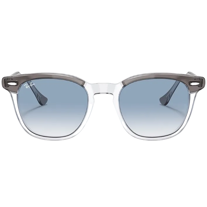Ray Ban Men Square Frame Polished Grey On Transparent Sunglasses