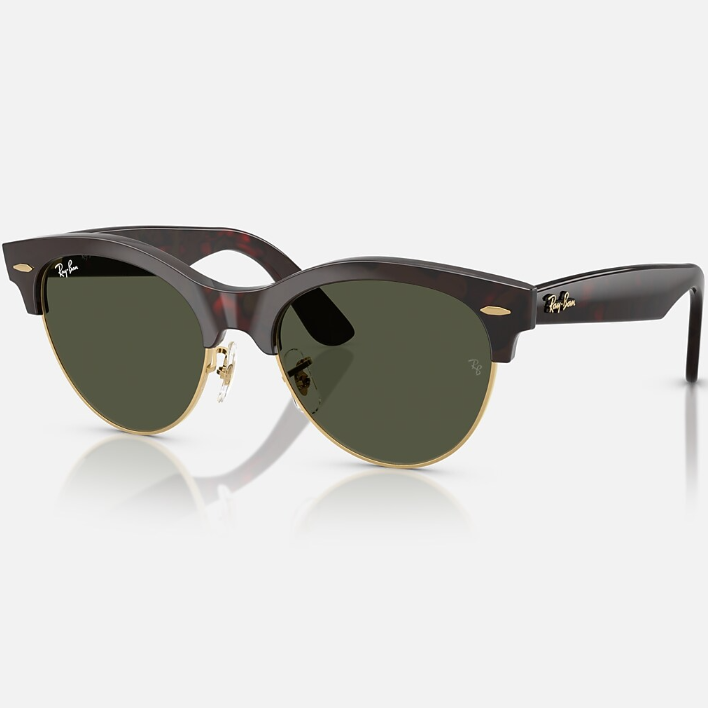 Ray Ban Men Pilot Frame Polished Red Havana On Gold Sunglasses