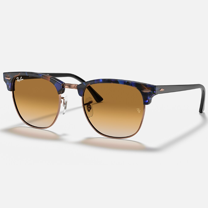 Ray Ban Men Square Frame Polished Brown On Blue Sunglasses