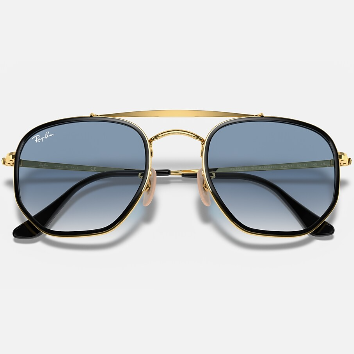Ray Ban Men Irregular Frame Shiny Metallic Gold Sunglasses