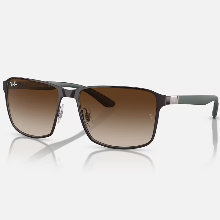 Ray Ban Men Square Frame Dusty Brown Sunglasses