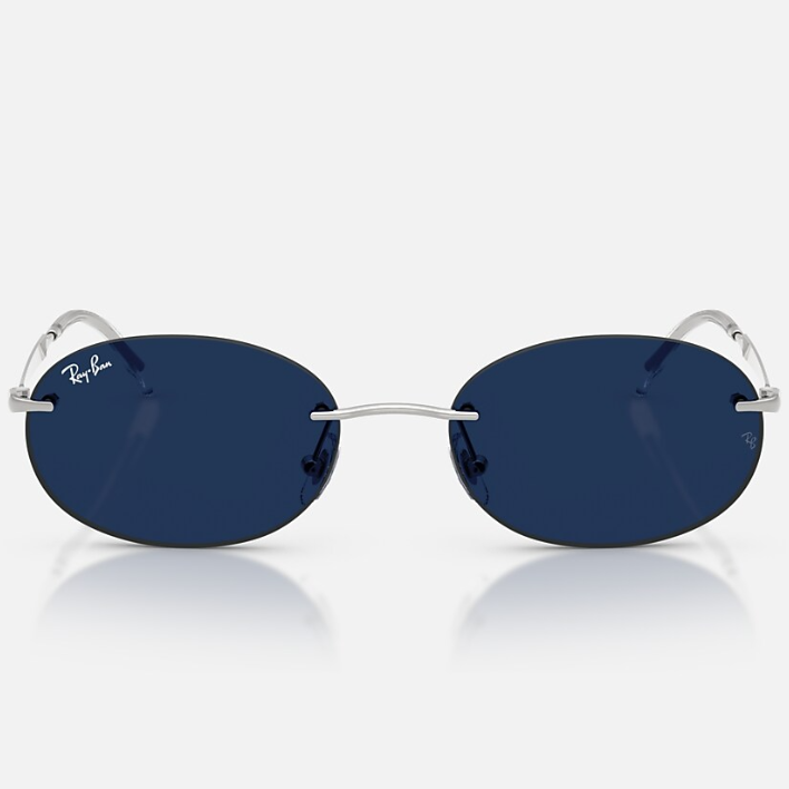 Ray Ban Men Oval Frame Light Silver Sunglasses