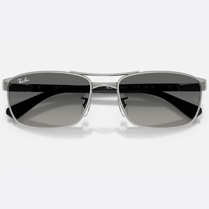 Ray Ban Men Irregular Frame Shiny Silver Sunglasses