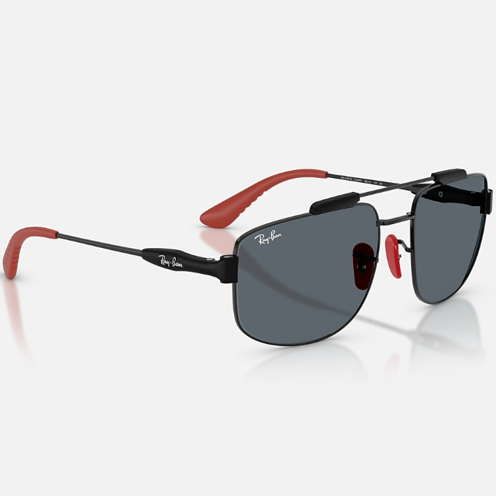 Ray Ban Men Square Frame Polished Red Sunglasses