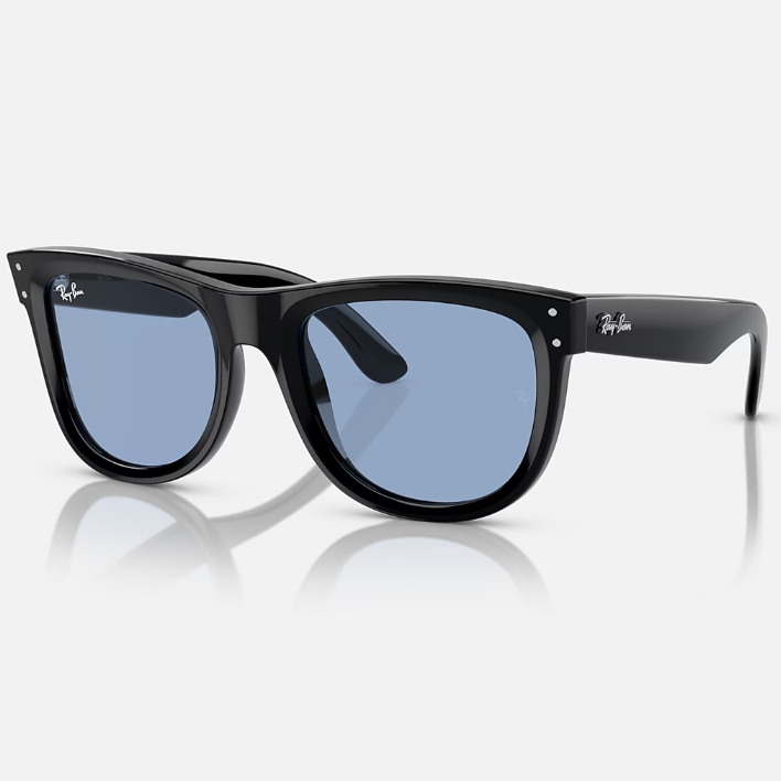 Ray Ban Men Square Frame Shiny Sand Black Sunglasses