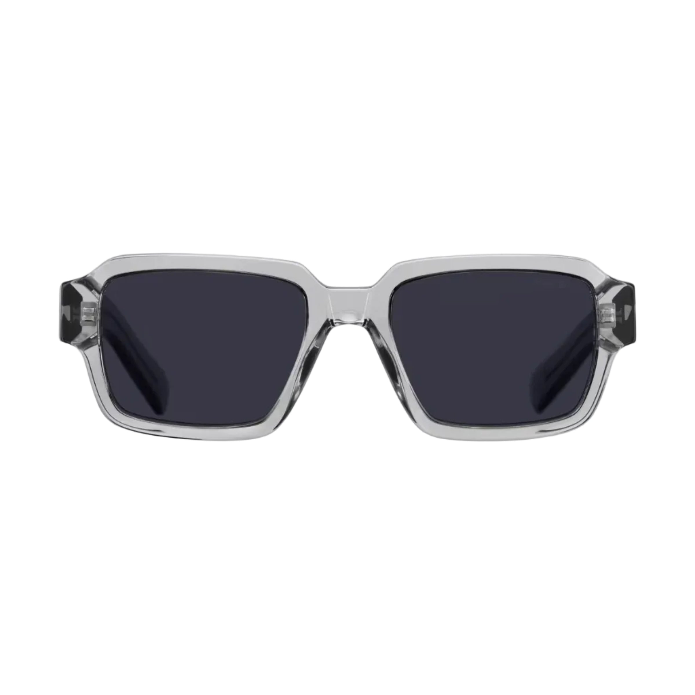 Prada Men Rectangular Frame Crystal Grey Sunglasses