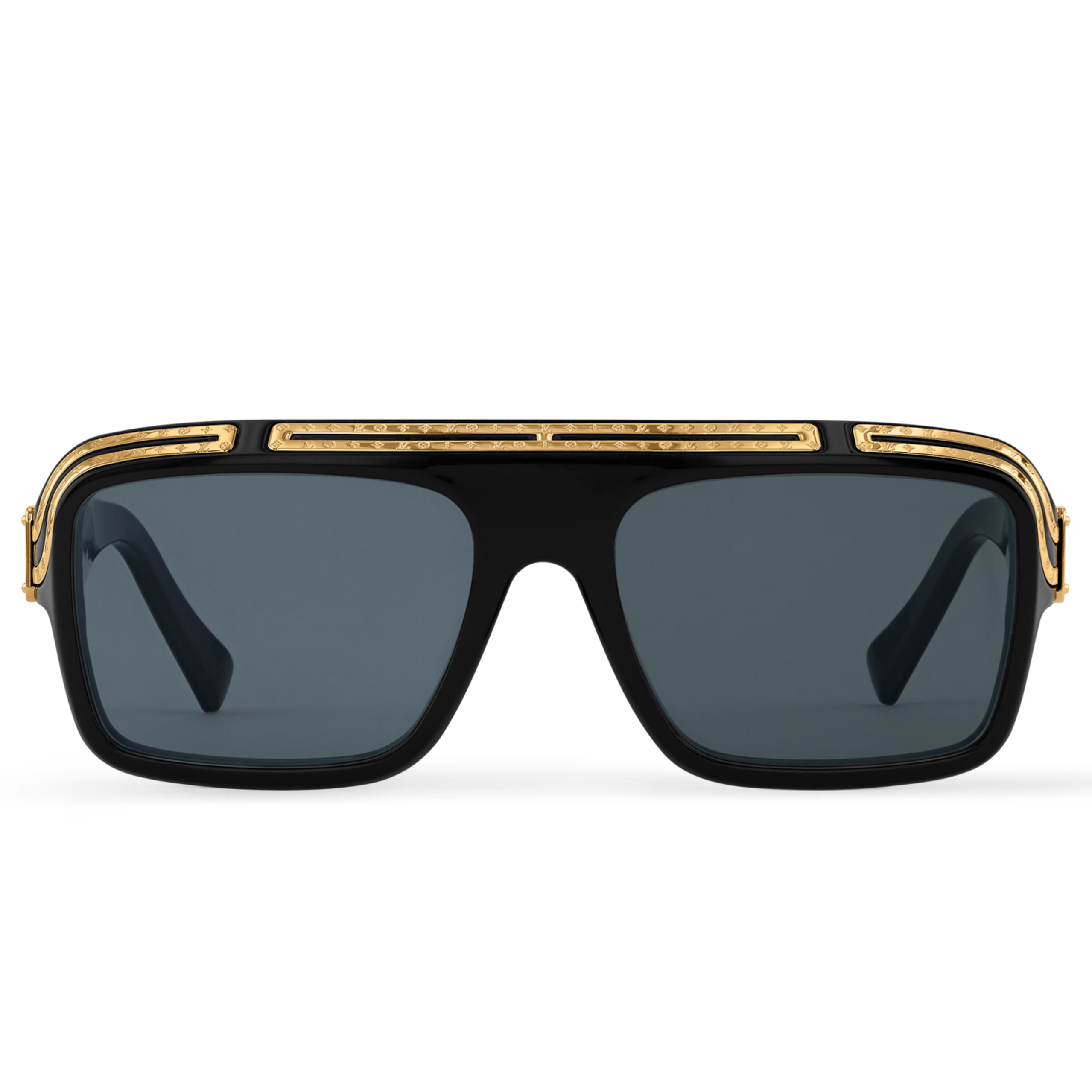 Louis Vuitton Men Pilot Frame Shiny Smoky Black Sunglasses