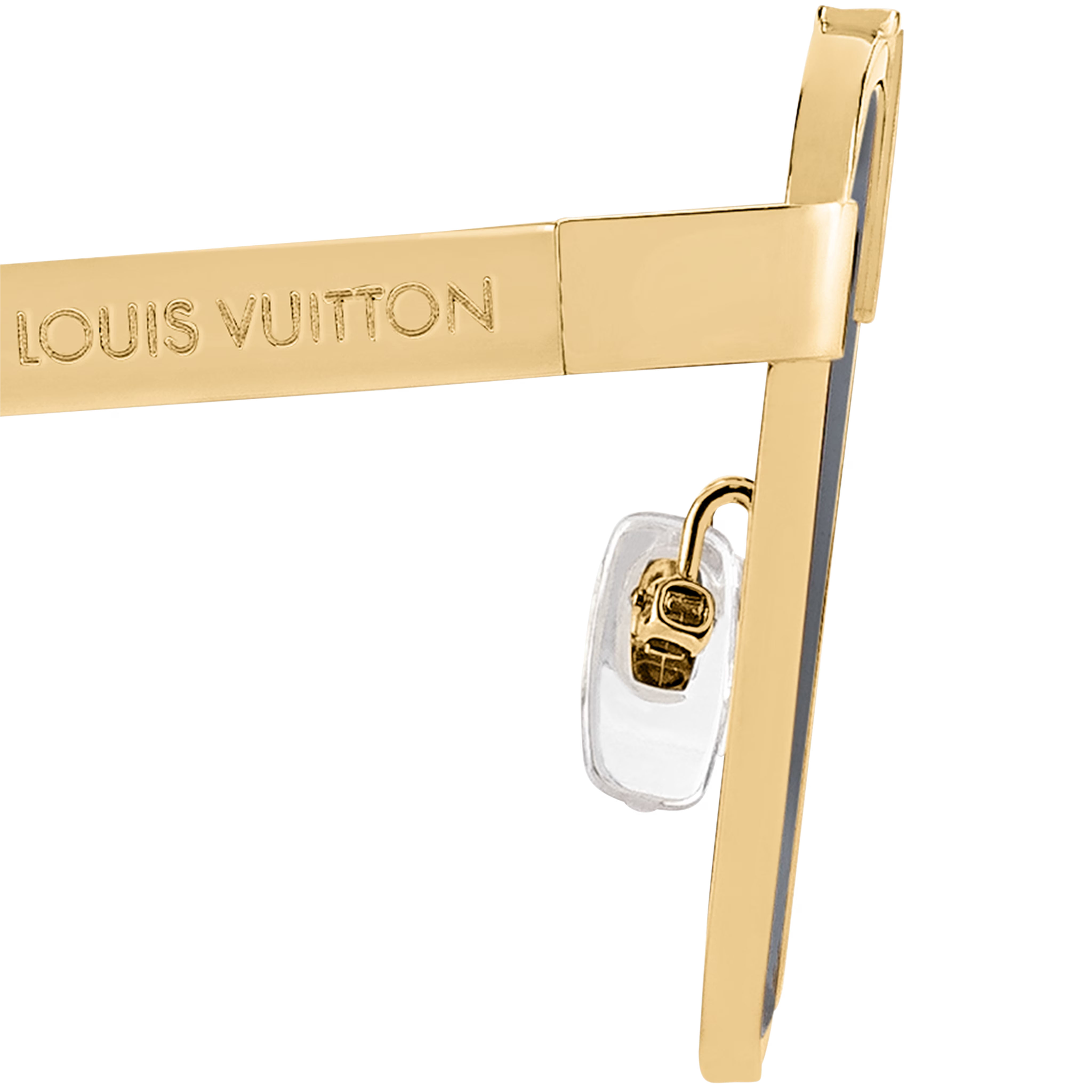 Louis Vuitton Men Square Frame Metallic Gold Sunglasses