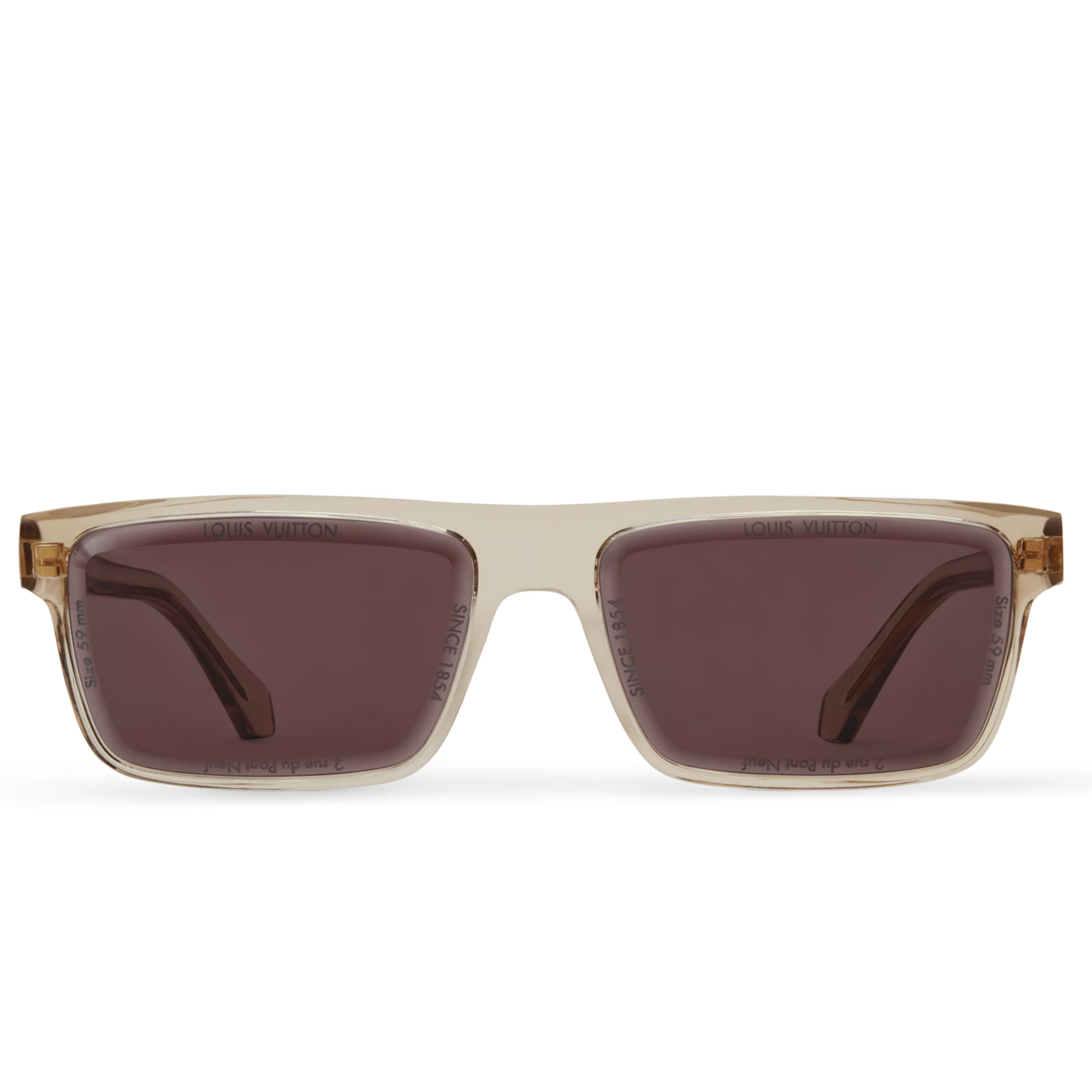 Louis Vuitton Men Sqaure Frame Crystal Camel Sunglasses
