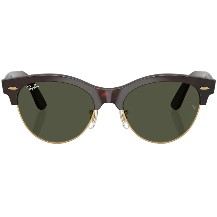Ray Ban Men Pilot Frame Polished Red Havana On Gold Sunglasses