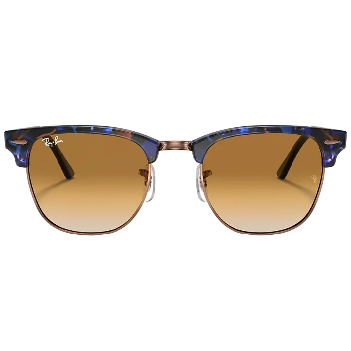 Ray Ban Men Square Frame Polished Brown On Blue Sunglasses