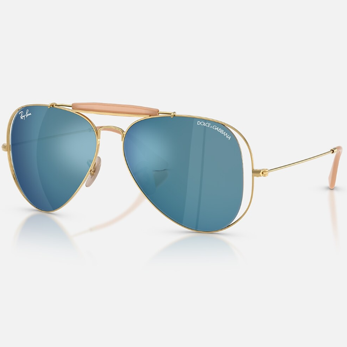 Ray Ban Men Pilot Frame Polished Shiny Arista Gold Sunglasses