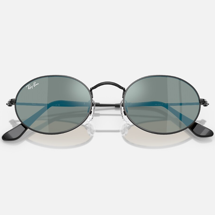 Ray Ban Men Oval Frame Deep Black Sunglasses