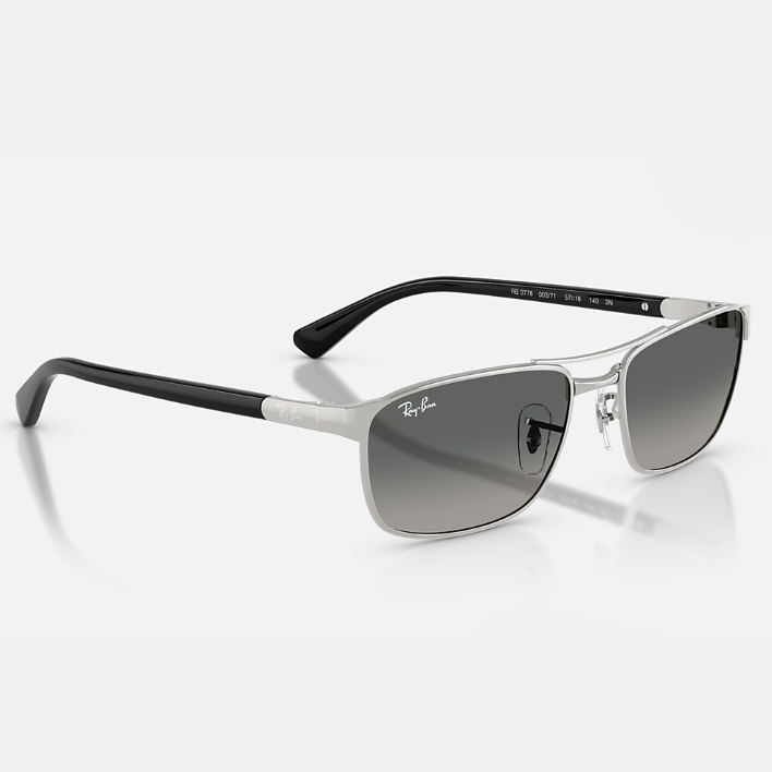 Ray Ban Men Irregular Frame Shiny Silver Sunglasses