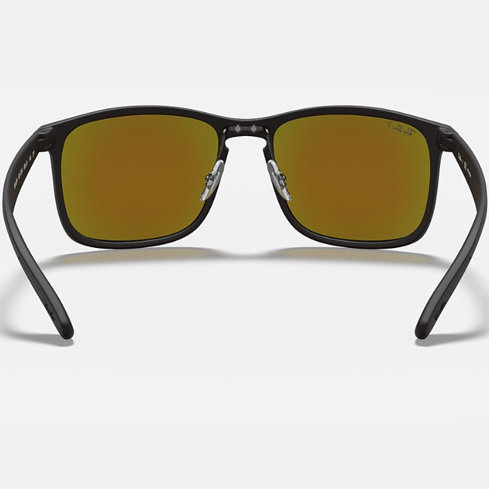 Ray Ban Men Square Frame Shiny Matte Black Sunglasses