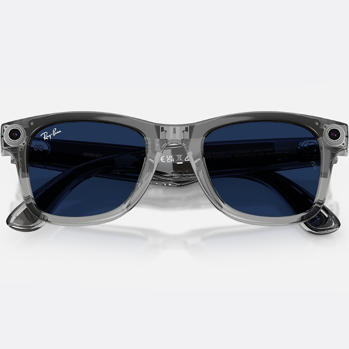 Ray Ban Men Square Frame Shiny Transparent Grey Sunglasses