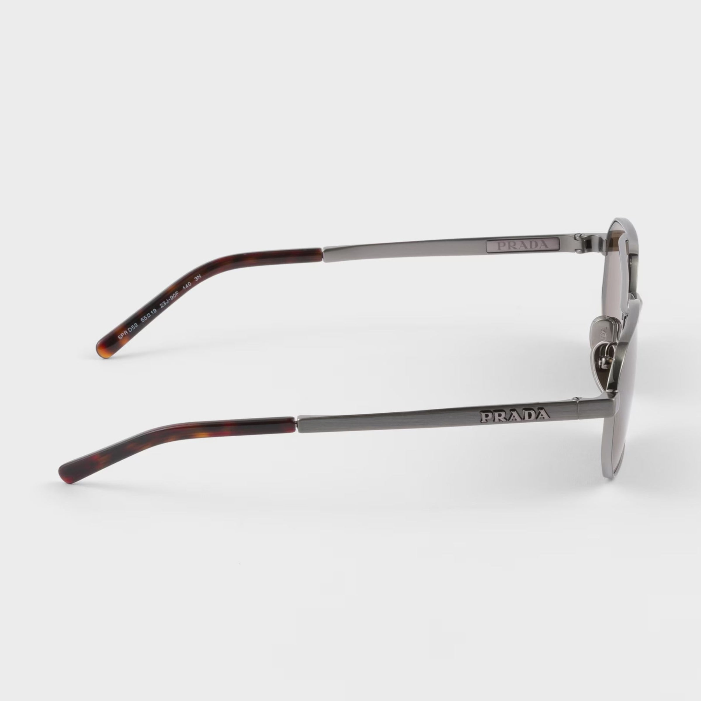 Prada Men Geometric Frame Gunmetal Sunglasses