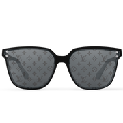 Louis Vuitton Men Square Frame Shiny Matte Black Sunglasses