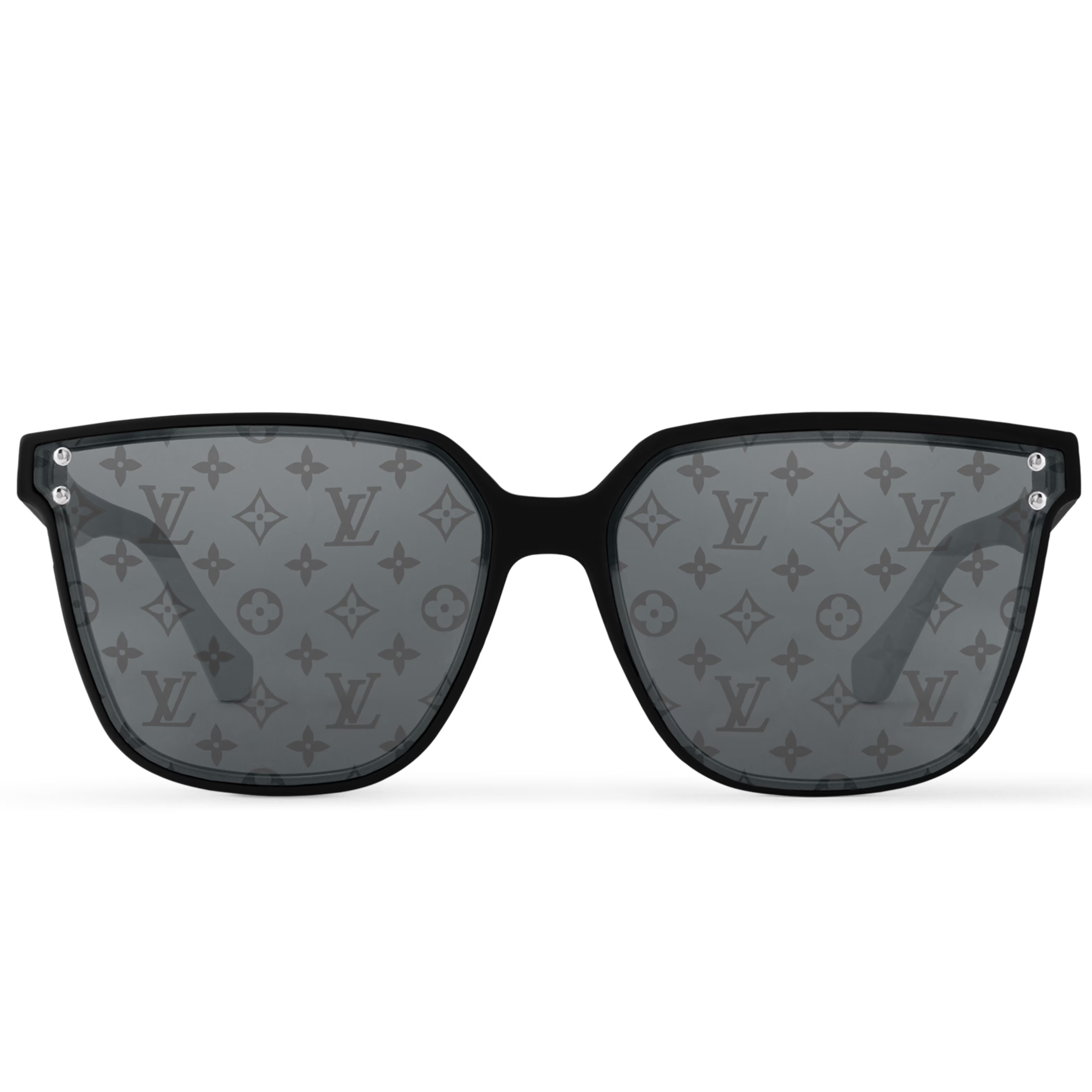 Louis Vuitton Men Square Frame Shiny Matte Black Sunglasses
