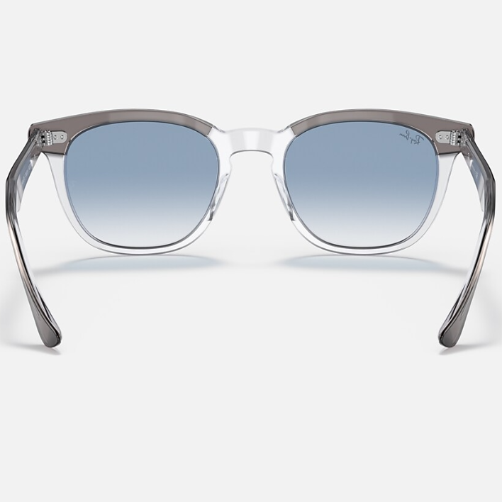 Ray Ban Men Square Frame Polished Grey On Transparent Sunglasses