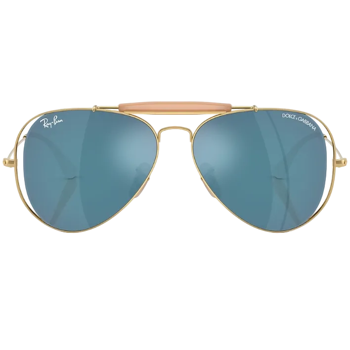 Ray Ban Men Pilot Frame Polished Shiny Arista Gold Sunglasses