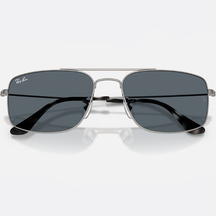 Ray Ban Men Square Frame Polished Gunmetal Sunglasses