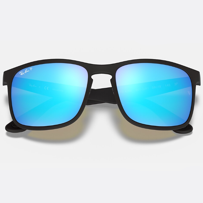 Ray Ban Men Square Frame Shiny Matte Black Sunglasses
