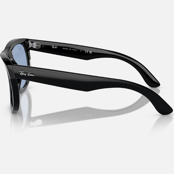 Ray Ban Men Square Frame Shiny Sand Black Sunglasses