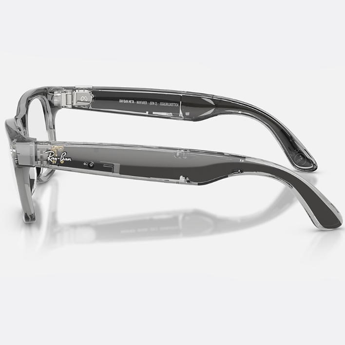 Ray Ban Men Square Frame Shiny Transparent Grey Sunglasses