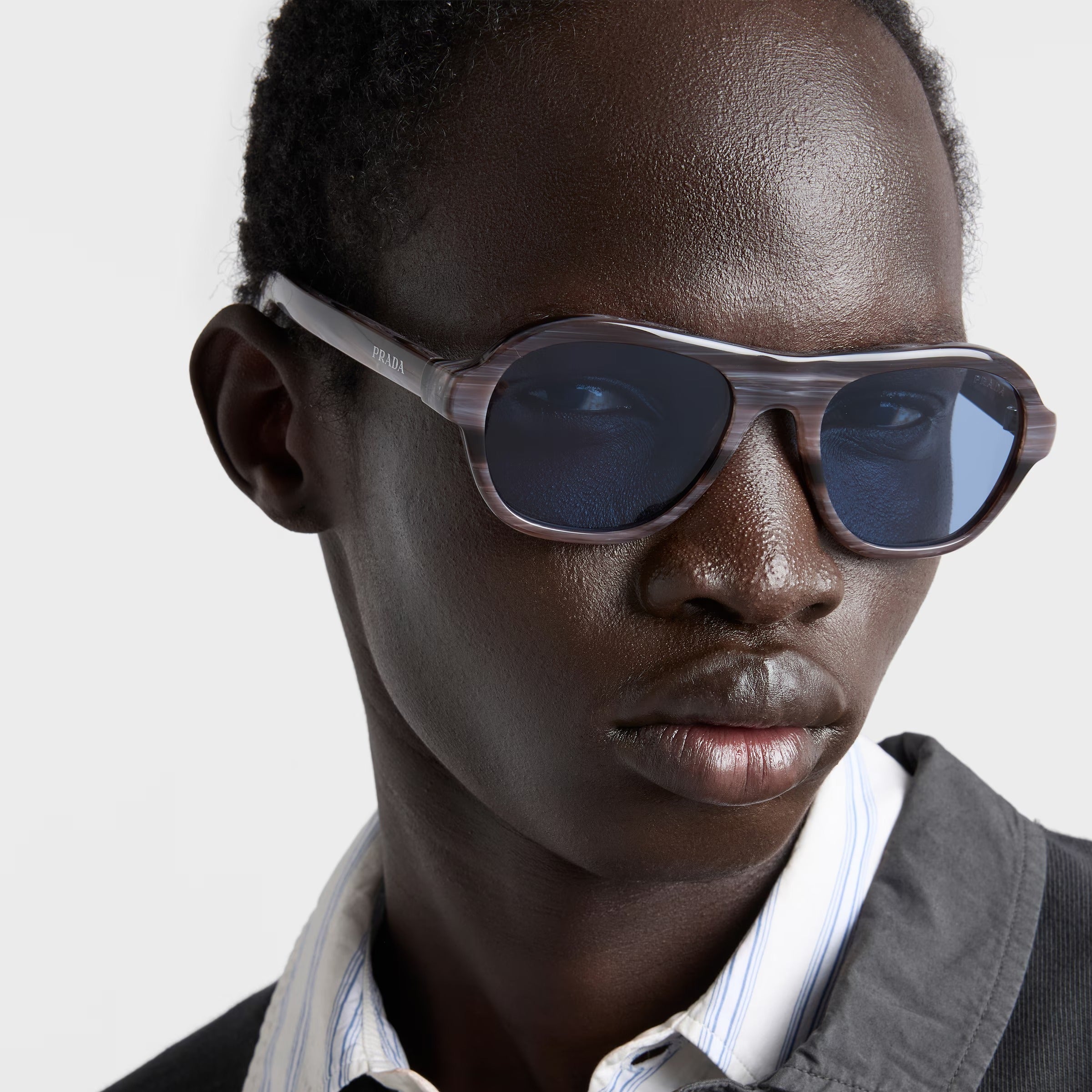 Prada Men Pilot Frame Iolite Horn Sunglasses