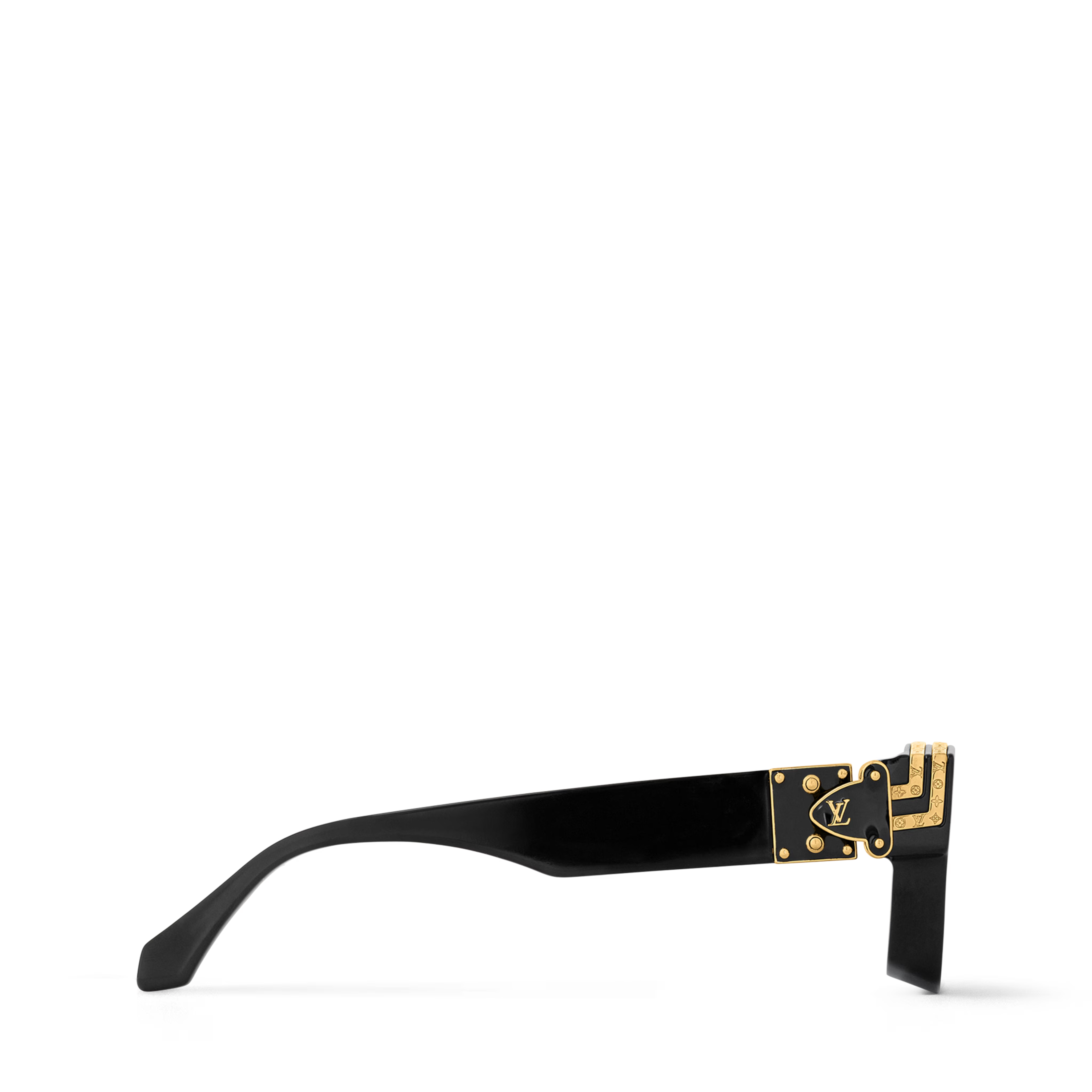 Louis Vuitton Men Square Frame Shiny Crow Black Sunglasses