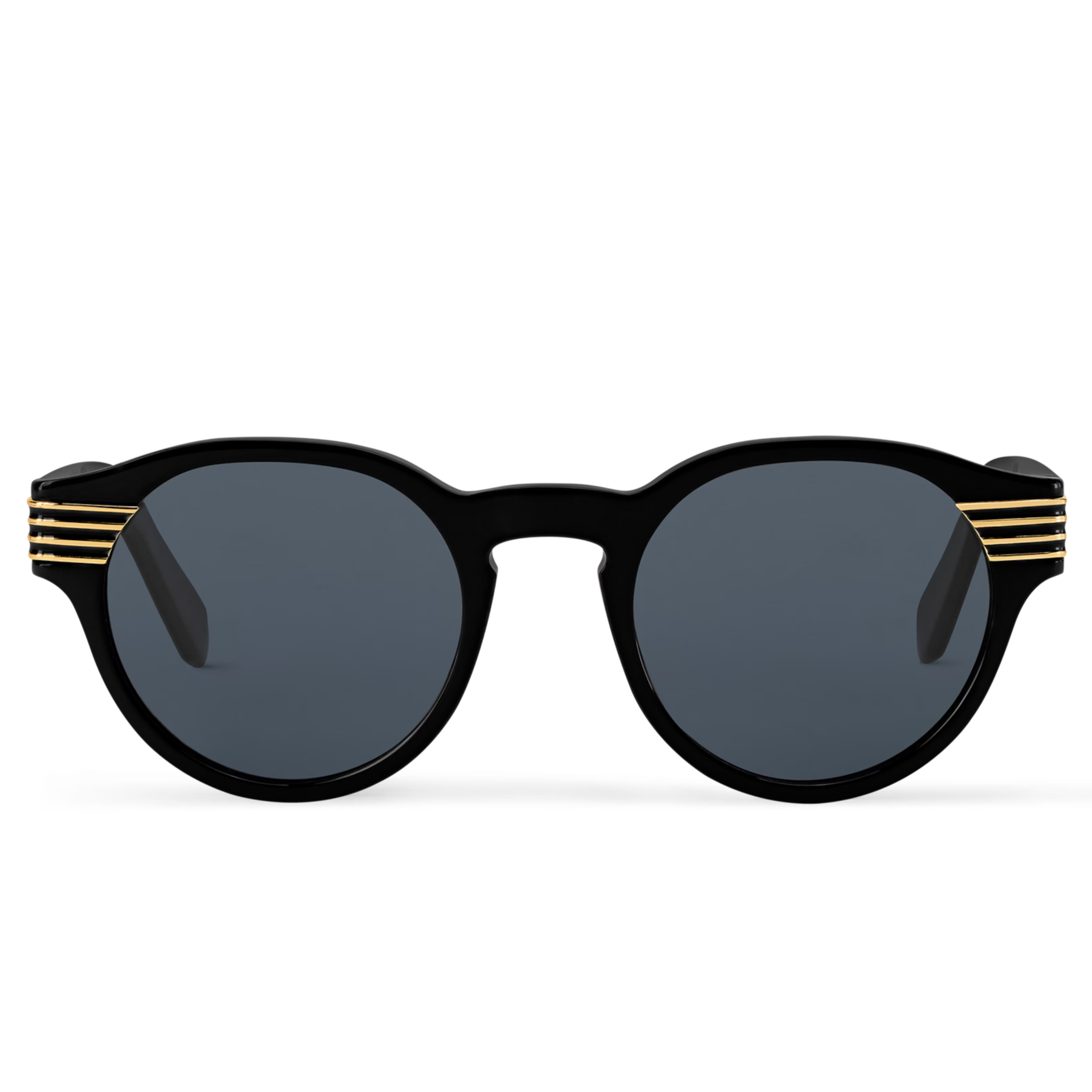 Louis Vuitton Men Round Frame Shiny Deep Black Sunglasses