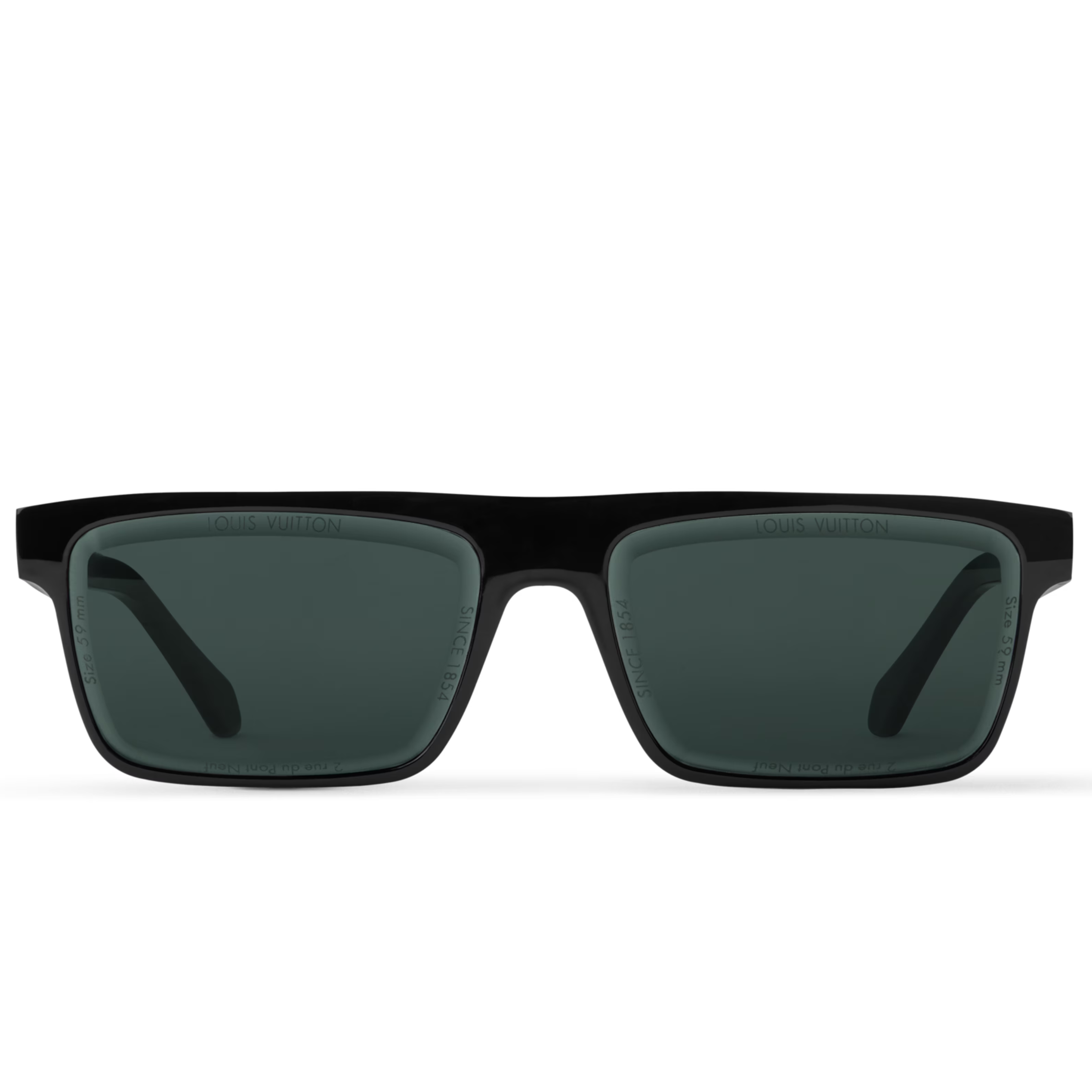 Louis Vuitton Men Sqaure Frame Shiny Ebony Black Sunglasses