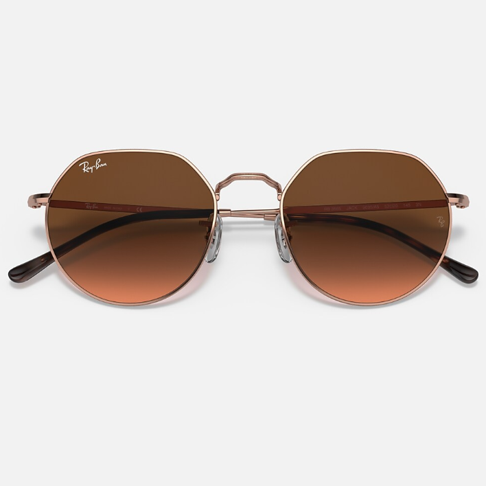 Ray Ban Men Irregular Frame Polished Copper Sunglasses