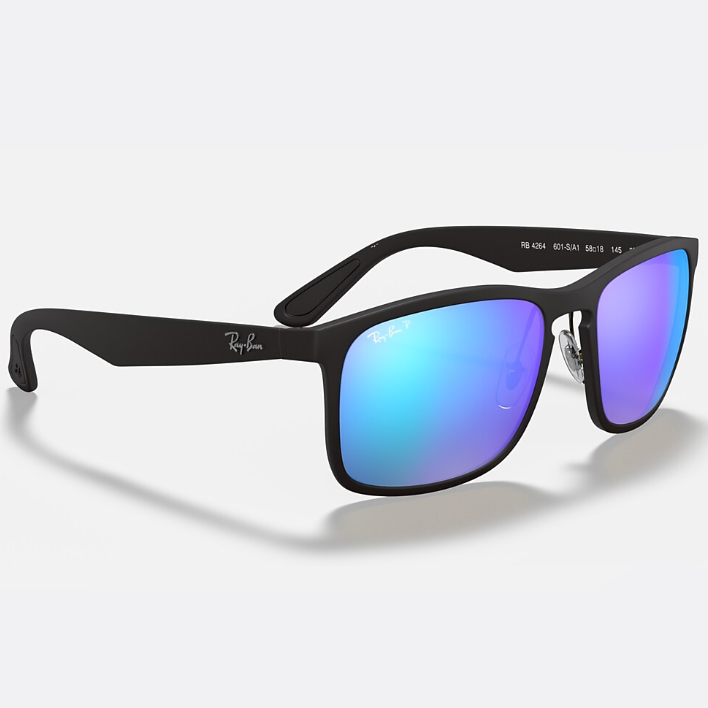Ray Ban Men Square Frame Shiny Matte Black Sunglasses