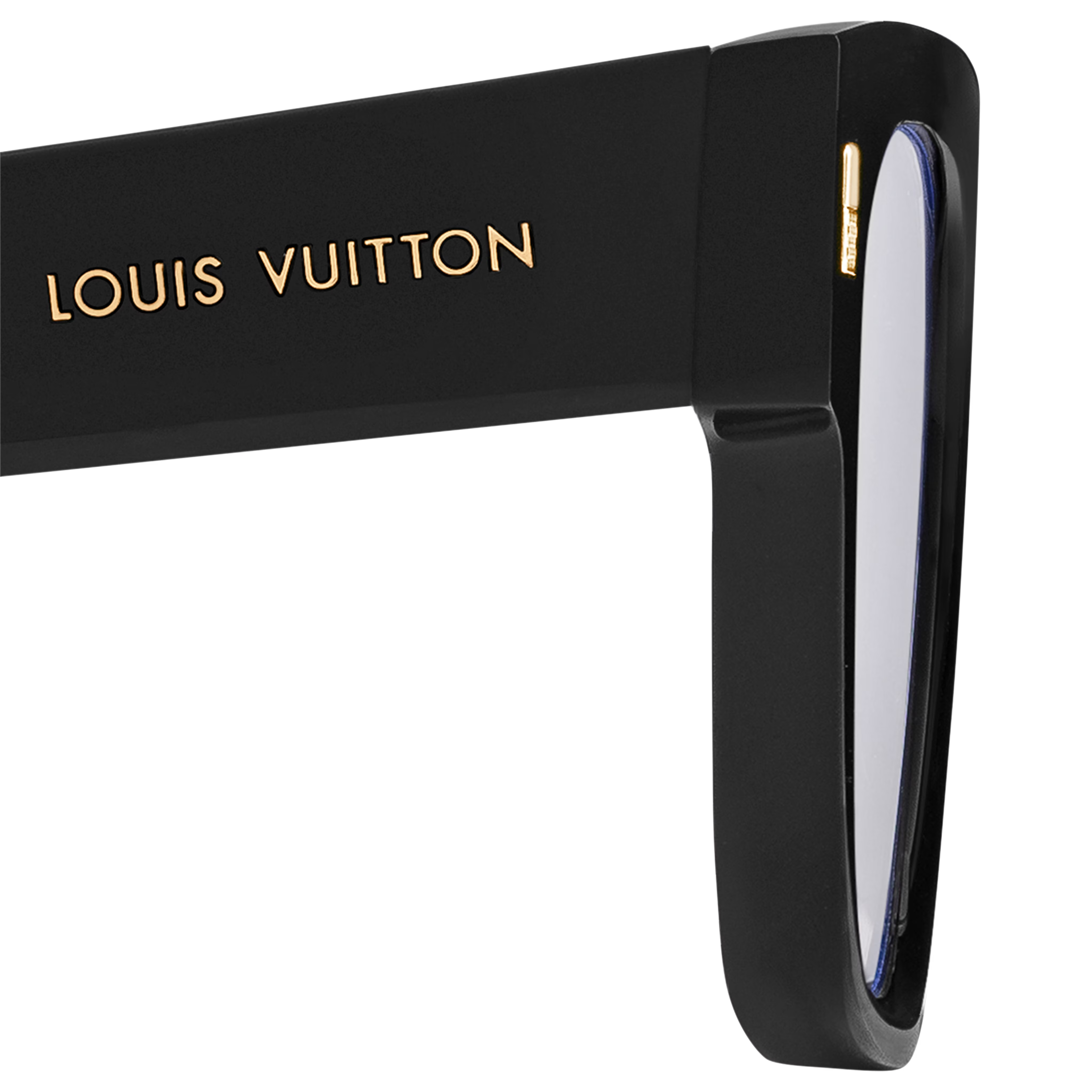 Louis Vuitton Men Sqaure Frame Shiny Ink Black Sunglasses