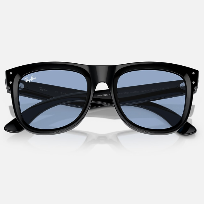 Ray Ban Men Square Frame Shiny Sand Black Sunglasses