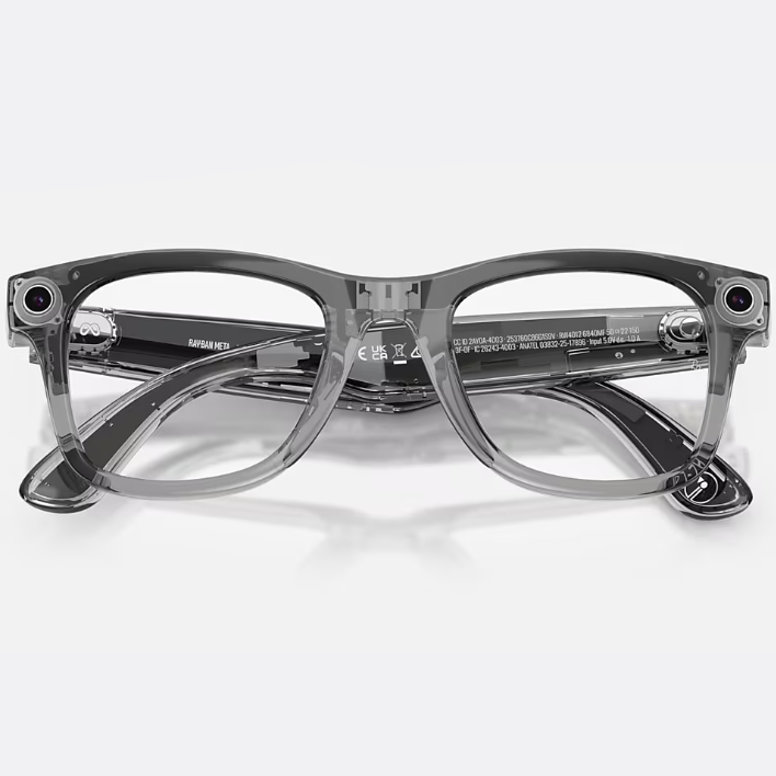 Ray Ban Men Square Frame Shiny Transparent Grey Sunglasses