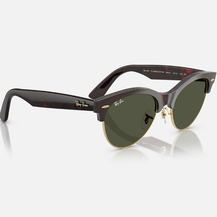 Ray Ban Men Pilot Frame Polished Red Havana On Gold Sunglasses