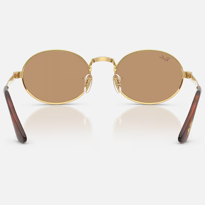 Ray Ban Men Oval Frame Arista Gold Sunglasses