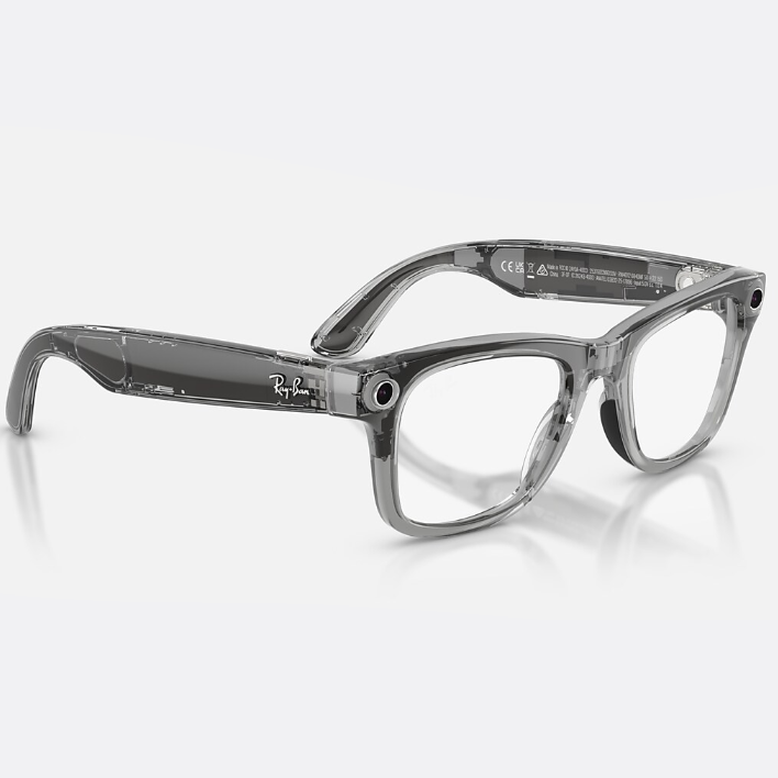 Ray Ban Men Square Frame Shiny Transparent Grey Sunglasses