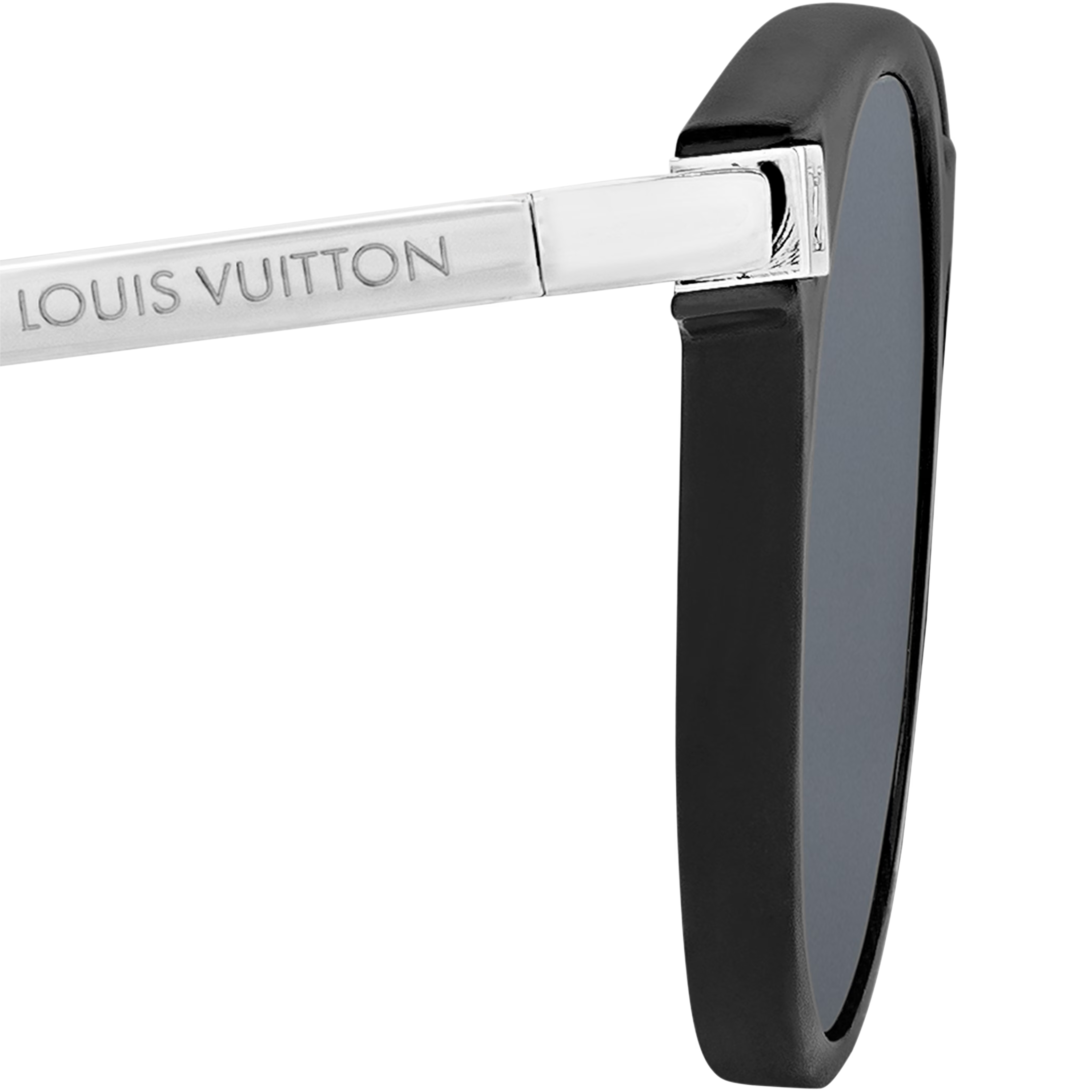 Louis Vuitton Men Round Frame Shiny Soft Black Sunglasses