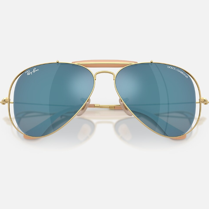Ray Ban Men Pilot Frame Polished Shiny Arista Gold Sunglasses