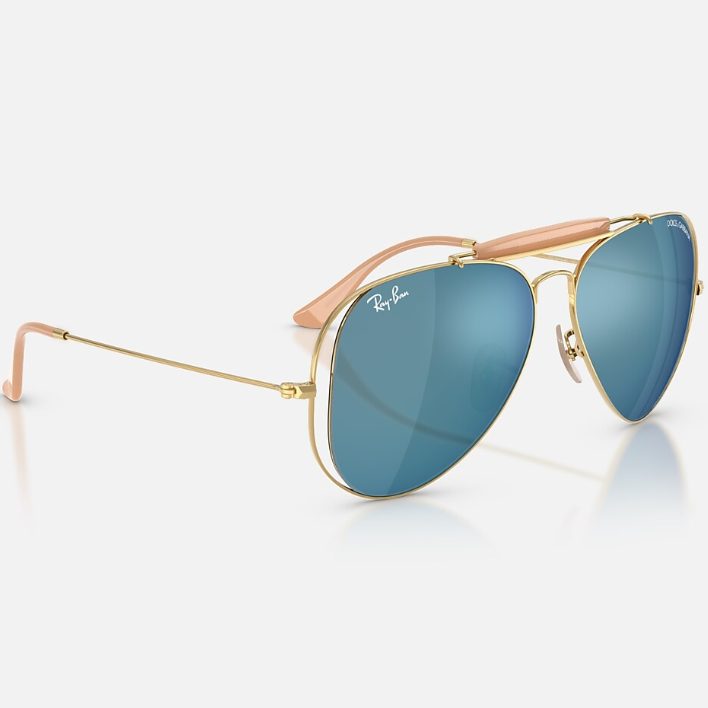 Ray Ban Men Pilot Frame Polished Shiny Arista Gold Sunglasses