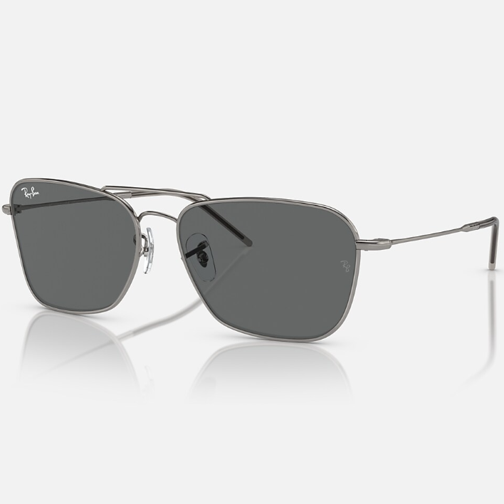 Ray Ban Women Square Frame Shiny Polished Gunmetal Sunglasses