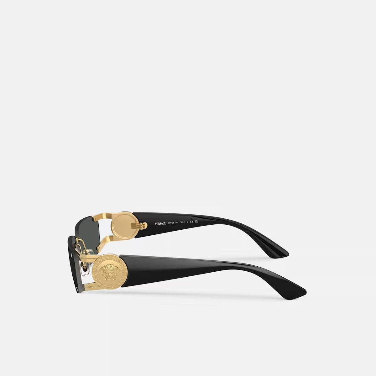 Versace Men Rectangular Rimless Frame Gold Sunglasses