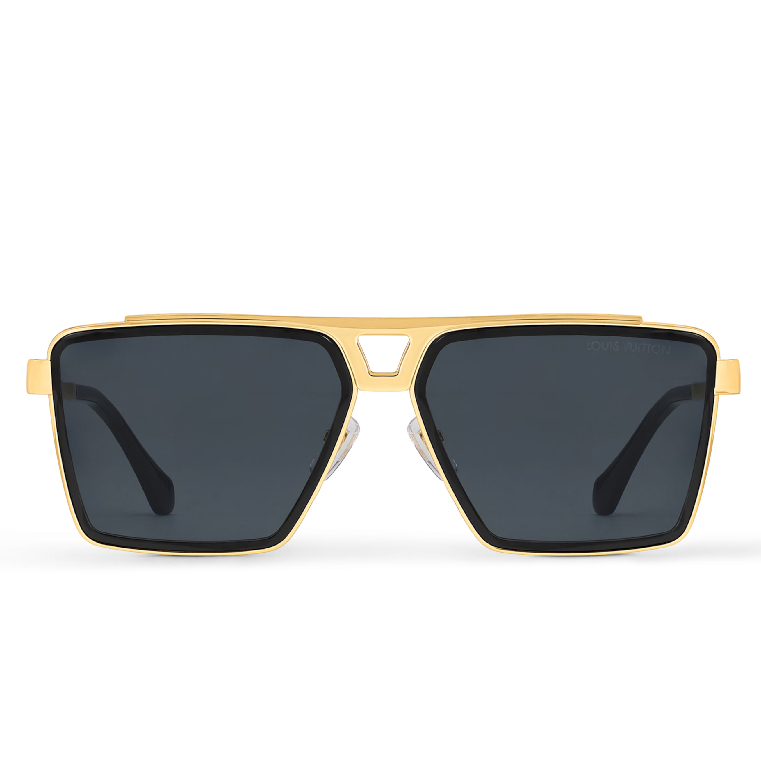 Louis Vuitton Men Square Frame Metallic Gold Sunglasses