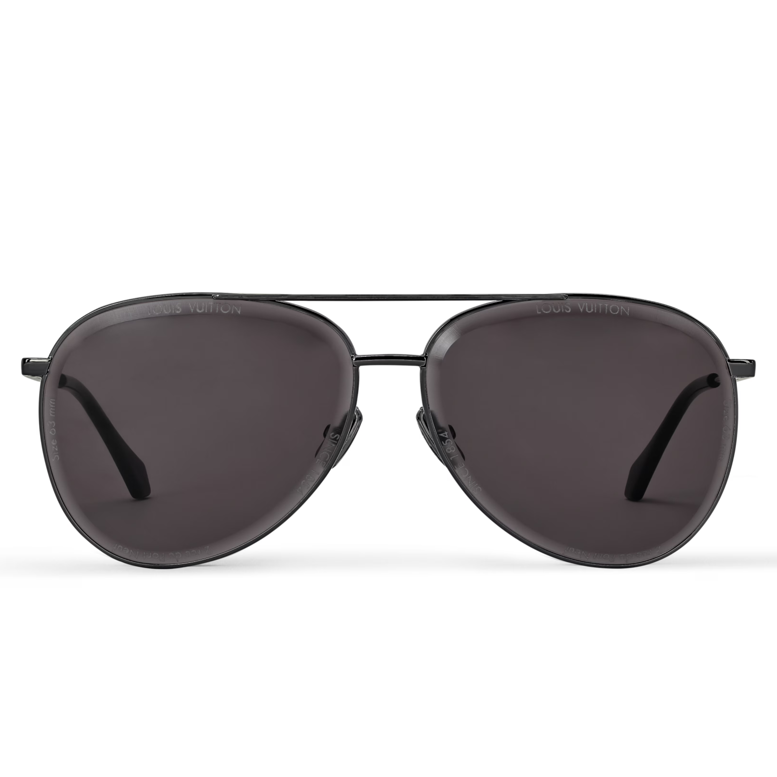 Louis Vuitton Men Pilot Frame Shiny Dusty Black Sunglasses