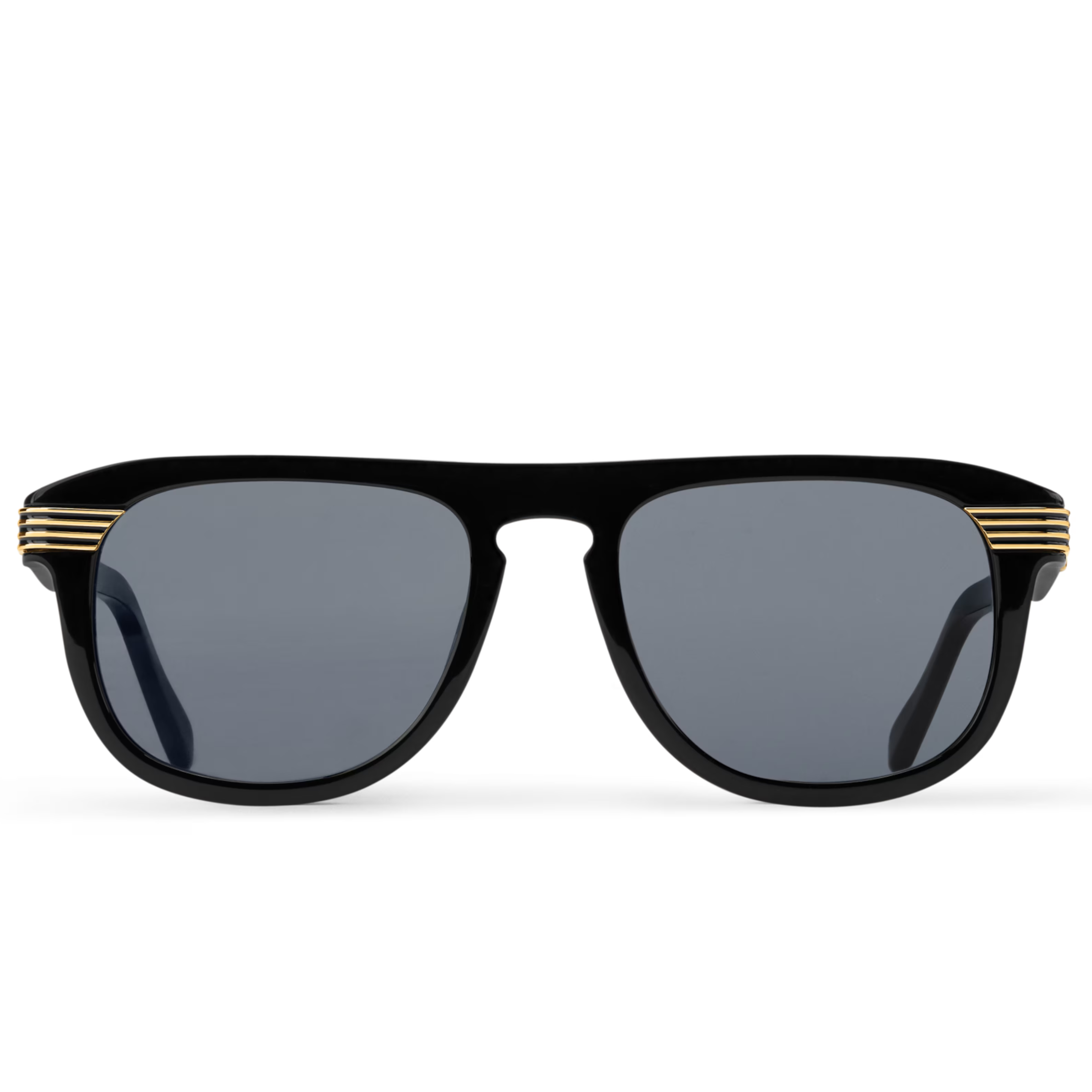 Louis Vuitton Men Round Sqaure Frame Deep Black Sunglasses