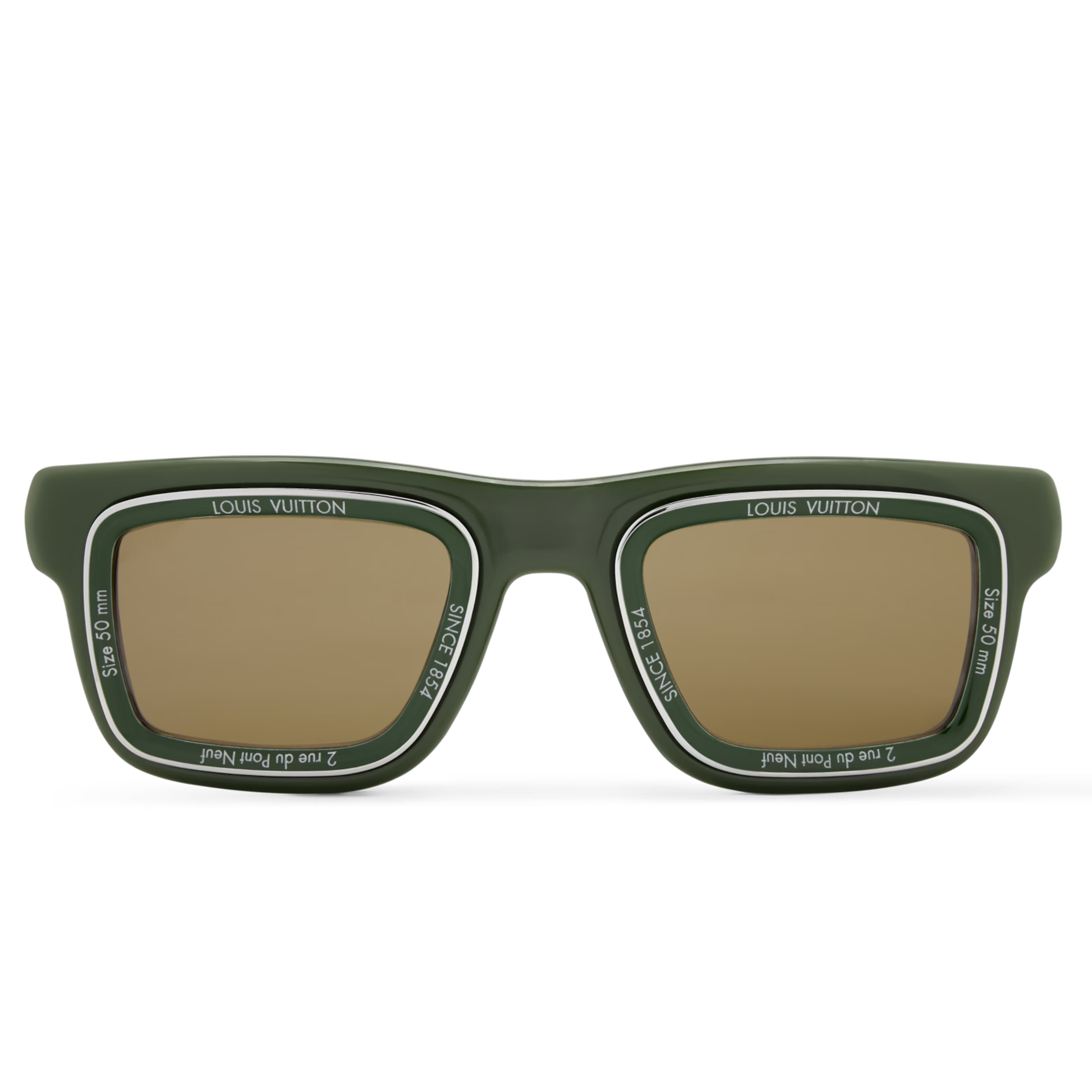 Louis Vuitton Men Square Frame Dark Green Sunglasses
